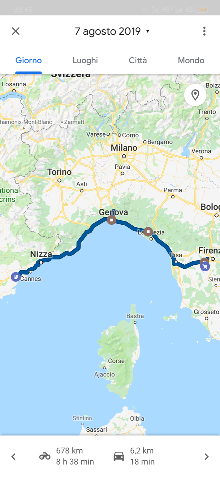 Schermata del navigatore: 1379 km